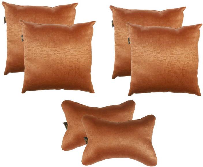 Lushomes Brown Polyester Car Pillow Cushion For Universal - 