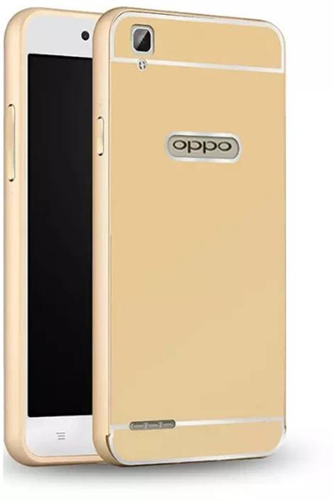 Fornya Bumper Case for Oppo F1 Plus (Mirror Back bumper cover) (Gold, Metal)