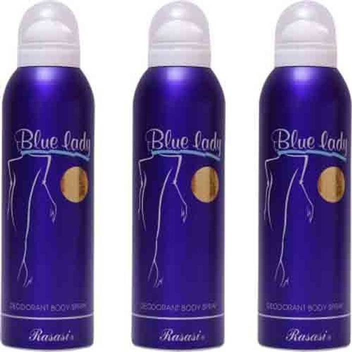 Rasasi Blue Lady Deodorant For Women Set Of 3 Perfume Body Spray