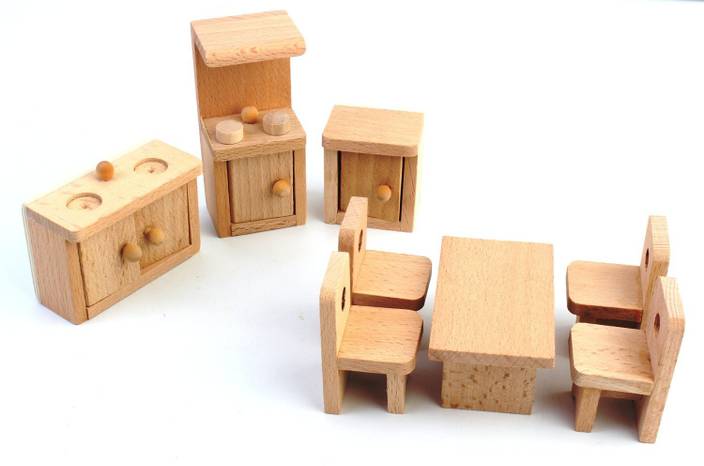 Pigloo Solid Wood Miniature Toy Dollhouse Kitchen Furniture