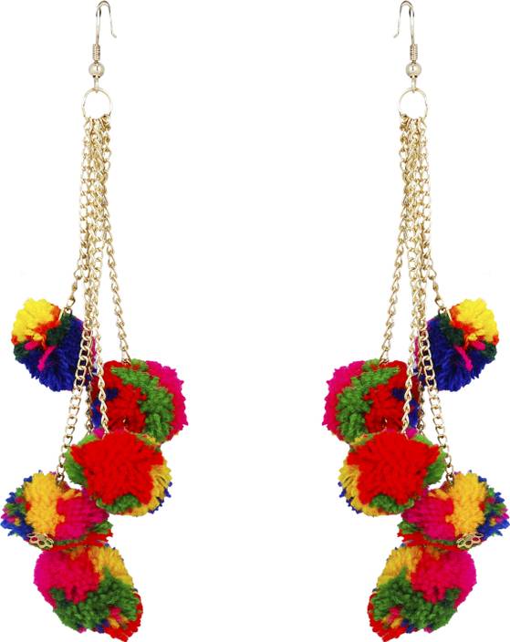 Buy FreshVibes Pom Pom Earrings for Women Multi Colour