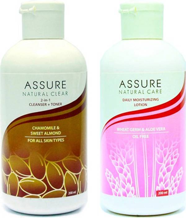 Assure Natural Clear (Cleanser + Toner) & Moisturising Lotion 400 ml