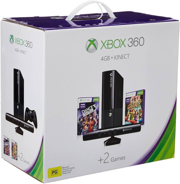 Microsoft Xbox 360 4 GB with Kinect Adventures DVD, Dance ...