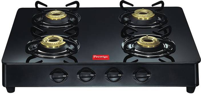 Prestige 4 Burner Glass Cooktop Cast Iron Manual Gas Stove Price