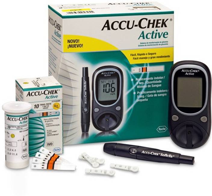 Agujas Para Medidor De Glucosa ACCU-CHECK Active Glucose Monitor with 10 Strips Glucometer Price in