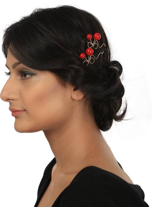 Prita Red Pearl Side Pin Hair Clip Price In India Buy Prita Red