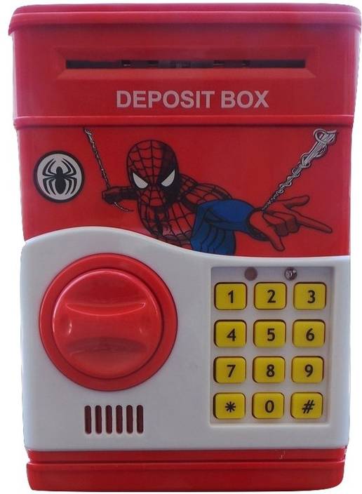 Bubble Hut Spiderman Electronic Piggy Bank Money Locker Atm Coin Bank