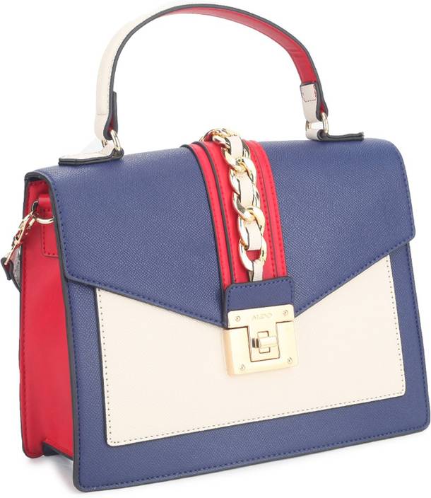 Aldo Hand Held Bag Navy Off White Red Combo W Lt Gold Hw Aldo Hand Held Bag