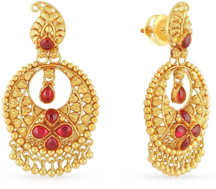 Malabar Gold And Diamonds Yellow 22kt Chandbali Earring Price