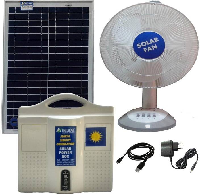 Belifal Solar Home Lighting System With Table Fan 25w Panel