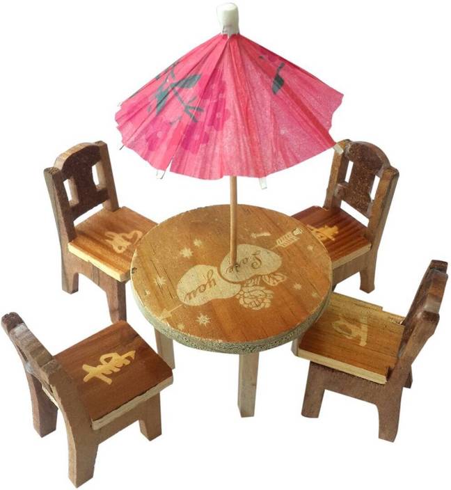 Trinkets More Cute Wooden Miniature Dinning Table Furniture Doll Trinkets More Cute Wooden Miniature Dinning Table Furniture Doll House Mini Dining Room Chairs Umbrella Set Role Play Toy For Kids 3 Years