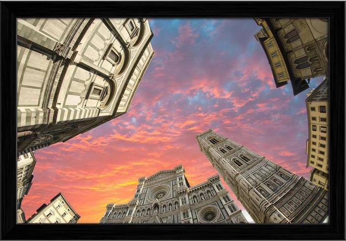 Artzfolio Fisheye View Of Piazza Del Duomo In Florence Italy Framed Artzfolio Fisheye View Of Piazza Del Duomo In Florence Italy Framed Wall Art Painting Print Canvas 12 Inch X 17 2 India