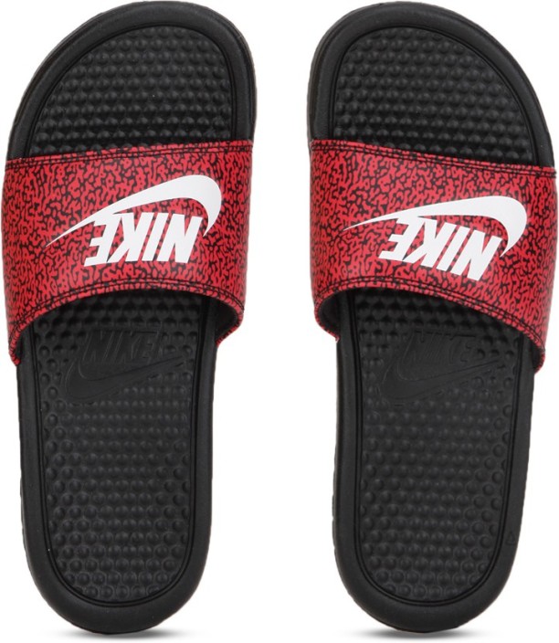 nike sandals red and black