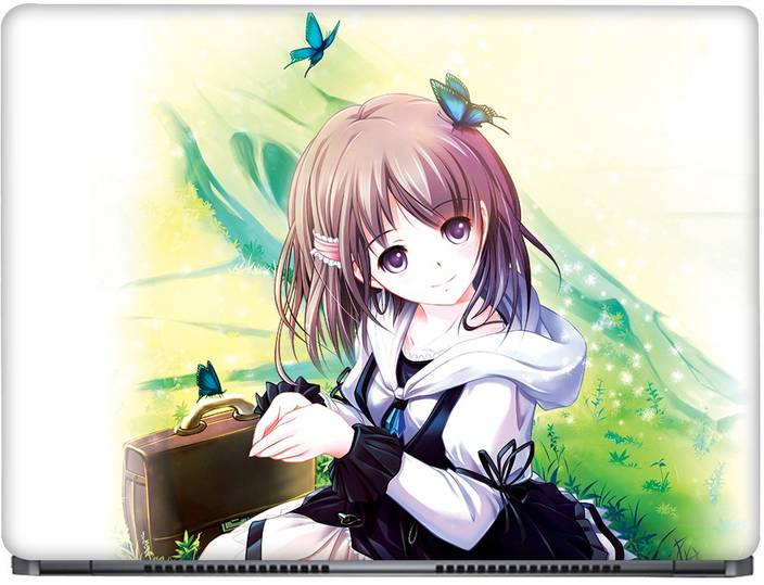 Crazyink Anime Girl With Suitcase Vinyl Laptop Decal 15 6
