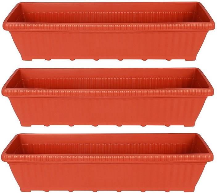 Green Ivy Rectangular Planter 24 Inches Pack Of 3 Plant Container Green Ivy Rectangular Planter 24 Inches Pack Of 3 Plant Container Plastic External Height 17 Cm