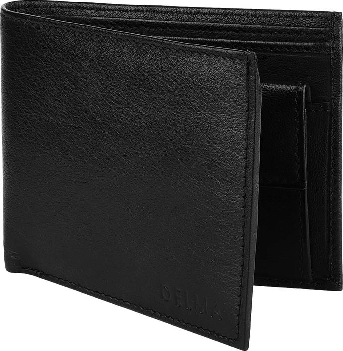 delma Men Casual Black Genuine Leather Wallet