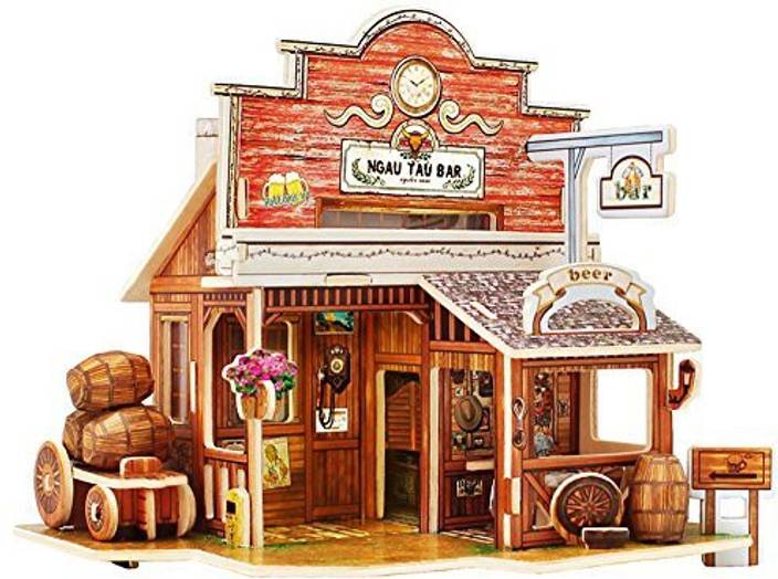 Robotime 3d Wooden Jigsaw Puzzle Dollhouse Miniatures Diy Wooden