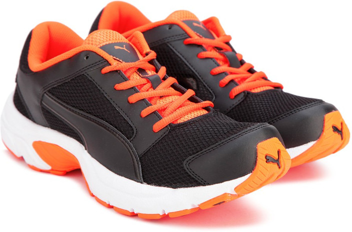 puma black orange shoes