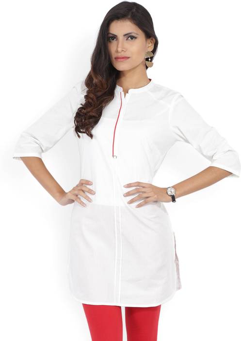 Aurelia Casual Solid Women S Kurti Buy White Aurelia Casual