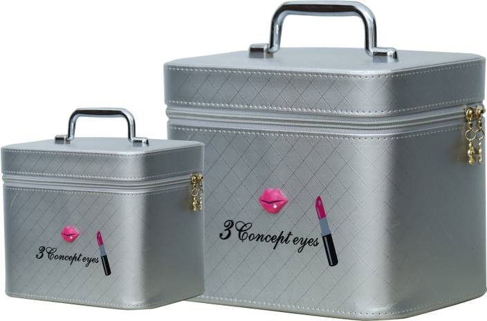 Thecottonland Bridal Silver Make Up Box Vanity Box Combo Make Up
