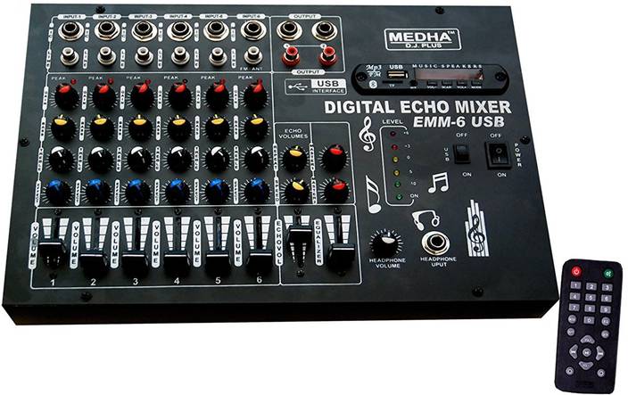 Medha PROFESSIONAL 6 CHANNEL STERO ECHO MIXER WITH DIGITAL MEDIA PLAYER , BLUETOOTH 220 W AV Power Amplifier