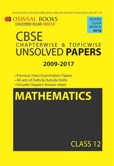 Oswaal Unsolved Paper Question Bank Class 12 Maths March 2018 Exam