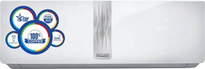 Mitashi 1 Ton 5 Star BEE Rating 2017 Split AC White  MiSAC105v25, Copper Condenser