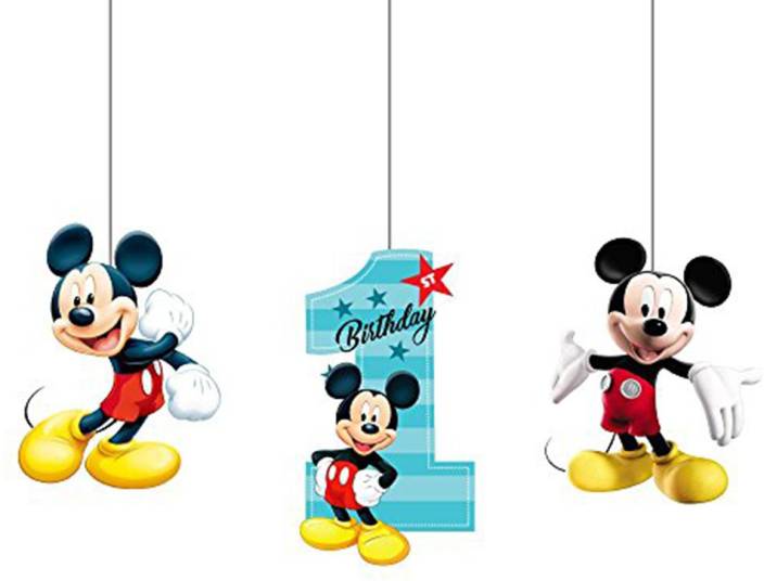 Party Propz Multicolor Ceiling Hanging Set Of 3 Mickey Mouse 1st