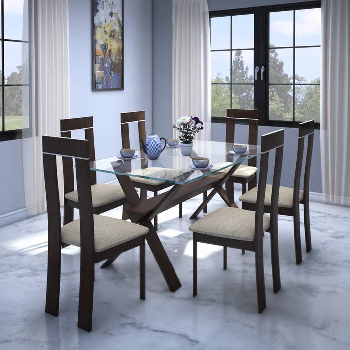 Royaloak Olive Glass 6 Seater Dining Set - Royal Oak Dining Table Set With 6 Chairs Royaloak Olive Glass 6 Seater Dining Set - Royal Oak Dining Table Set With 6 Chairs