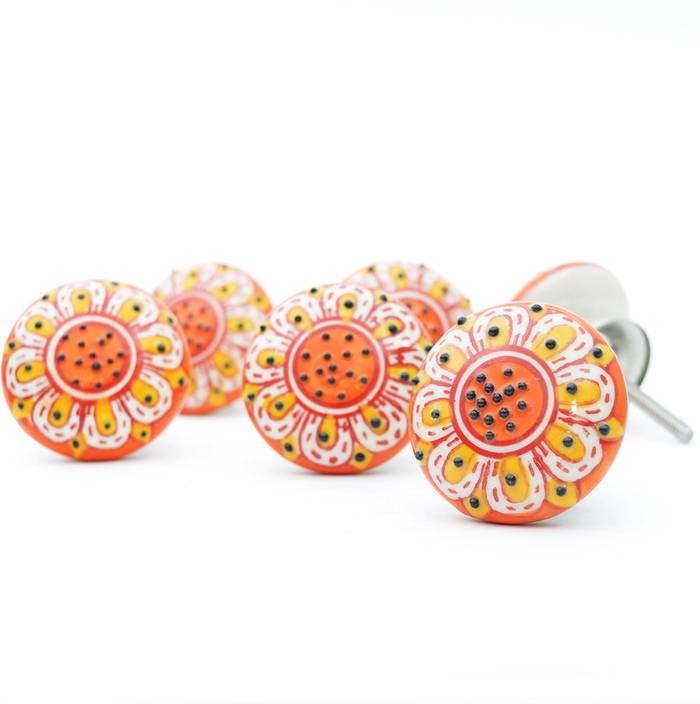 Casa Decor Pack Of 6 Designed Ceramic Cupboard Cabinet Door Knobs