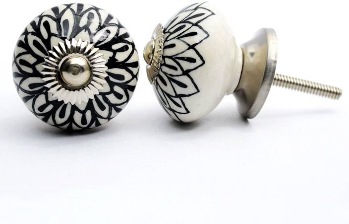 Casa Decor Pack Of 6 Round Ornate Ceramic Handmade Door Chest
