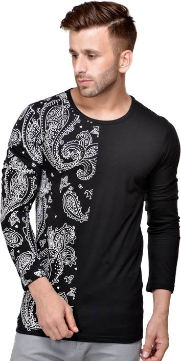 Mi Moda Printed Men Round Neck Black T-Shirt
