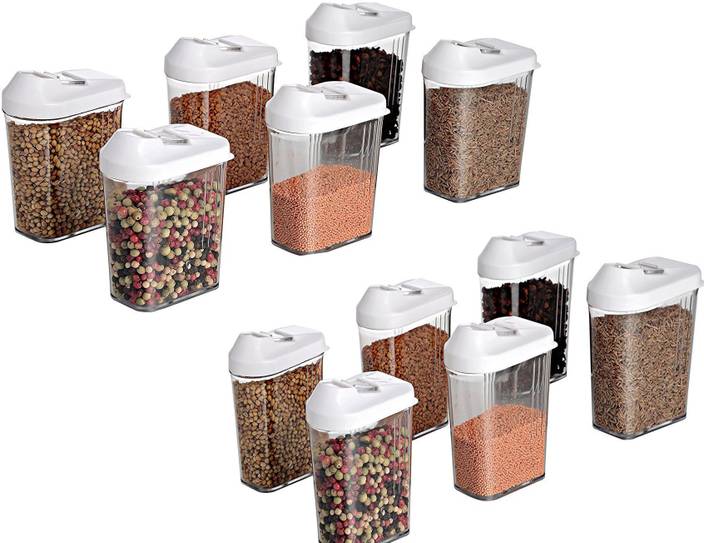 Slings Cereal Dispenser Easy Flow Storage Jar 750ml 12 Pcs Set Box Lid Food Rice Pasta Pulses Container 750 Ml Plastic Grocery
