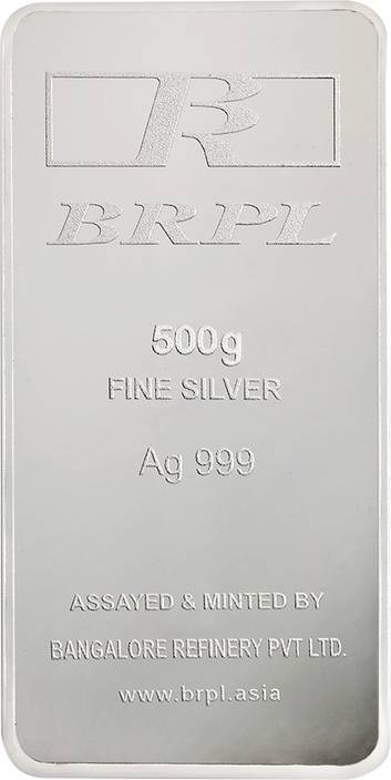Bangalore Refinery Brpl 500 Gram Silver Bar S 999 G Bangalore Refinery Brpl 500 Gram Silver Bar S 999 G
