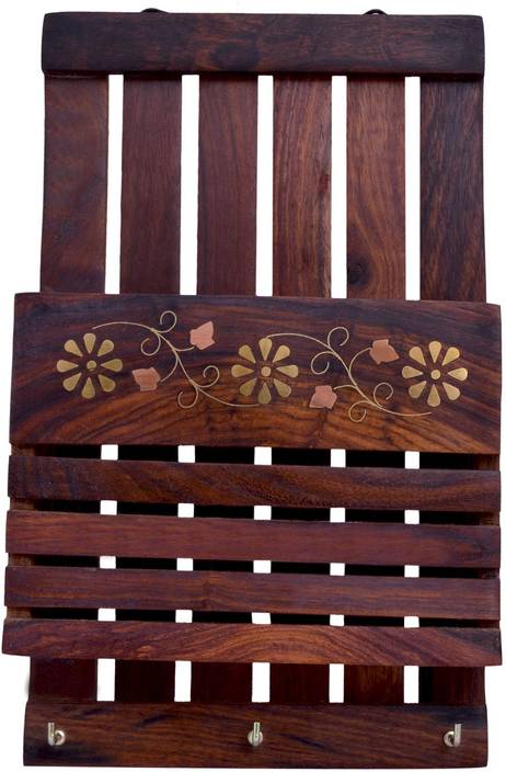 Craft Art India Wall Hanging Mounting Letter Organizer With Key Craft Art India Wall Hanging Mounting Letter Organizer With Key Hooks Wooden Holder