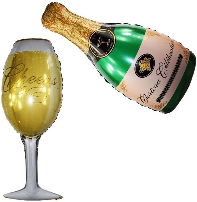 Giant Champagne Bottle Glass Foil Balloons Happy Birthday Foil Baloons Ribbons Home Garden Balloons Ayianapatriathlon Com
