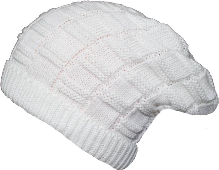 Friendskart Solid Beanie Solid White Winter Woolen Cap Cap Buy