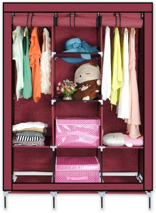 Sunrise Triple Door 8 Rack Carbon Steel Collapsible Wardrobe