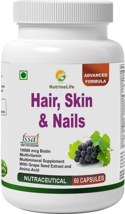 Nutrinelife Biotin 10000 Mcg Hair Skin And Nail Supplement With
