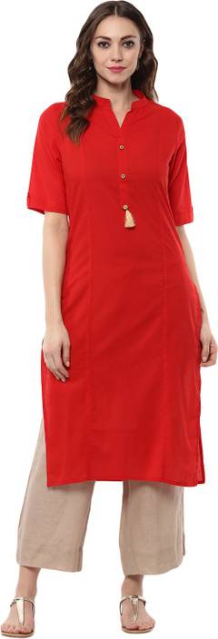 Krapal Solid Women Straight Kurta