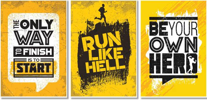 A1 New Posters For Room And Office Decor Inspiring Quotes Combo For Workout And Gym Motivation Large Size Set Of 3 Q4 Paper Print