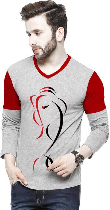 Tripr Printed Men V-neck Multicolor T-Shirt
