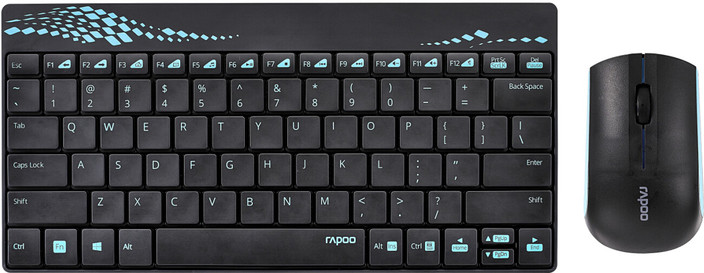 Rapoo 8000 Wired USB Multi-device Keyboard  (Black, Blue)