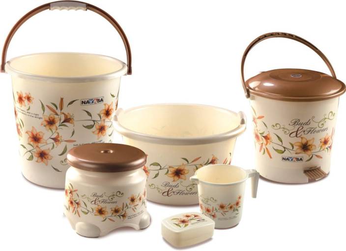 Nayasa DELUXE BATHROOM SET 18 L Plastic Bucket (Brown)