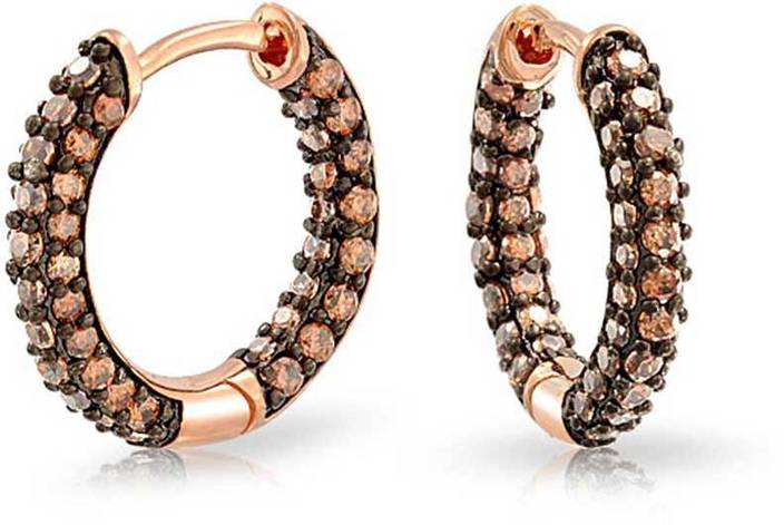 Flipkart Bling Jewelry Coffee Cz Inside Out Hoop Earrings