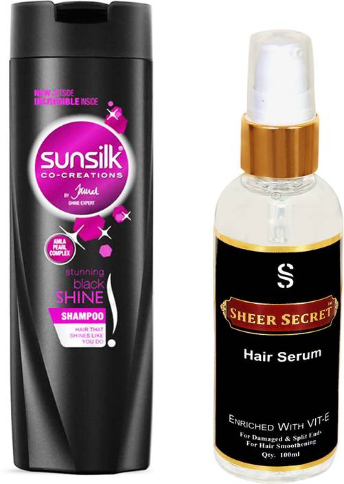Sunsilk Stunning Black Shampoo 180ml With Sheer Secret Hair Serum