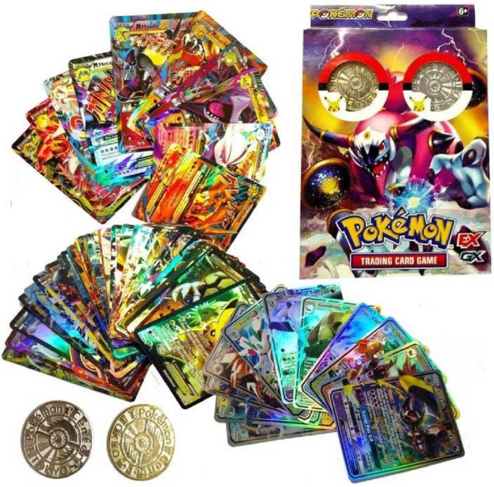 Krypton Pokemon Ex Gx Cards Set Of 60 With Gold And Silver Metal Coins Multicolor