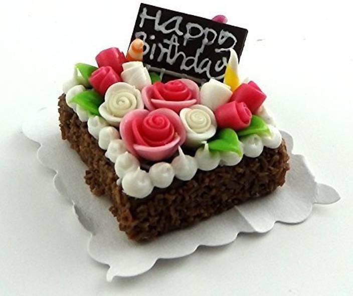 Generic Jane Dollhouse Rose Decorated Square Chocolate Birthday