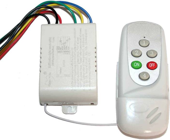 Adraxx 4 Way Wireless Remote Control Switch For Fans And Light 5 Four Way Electrical Switch (Pack of 1 Number of Switches - 4)