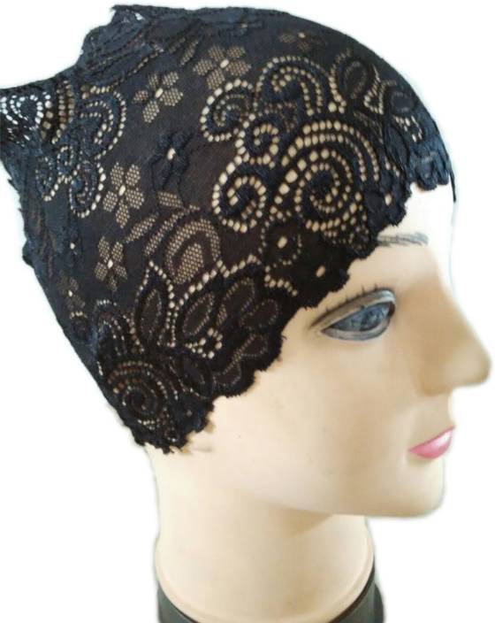 Cwen Collection Self Design Hijab Black Full Lace Tube Cap Net